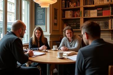 Ambiance Café littéraire, discussion entre lecteurs à Paris